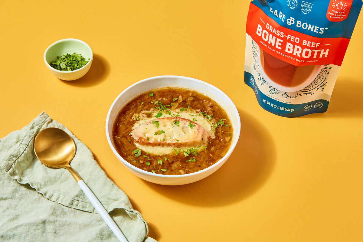 French Onion Soup with Croûte Bare Bones