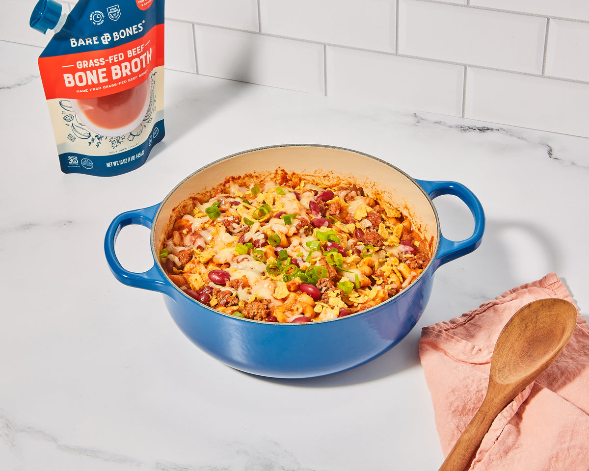 Onepot Chili Mac with Chickpea Pasta Bare Bones