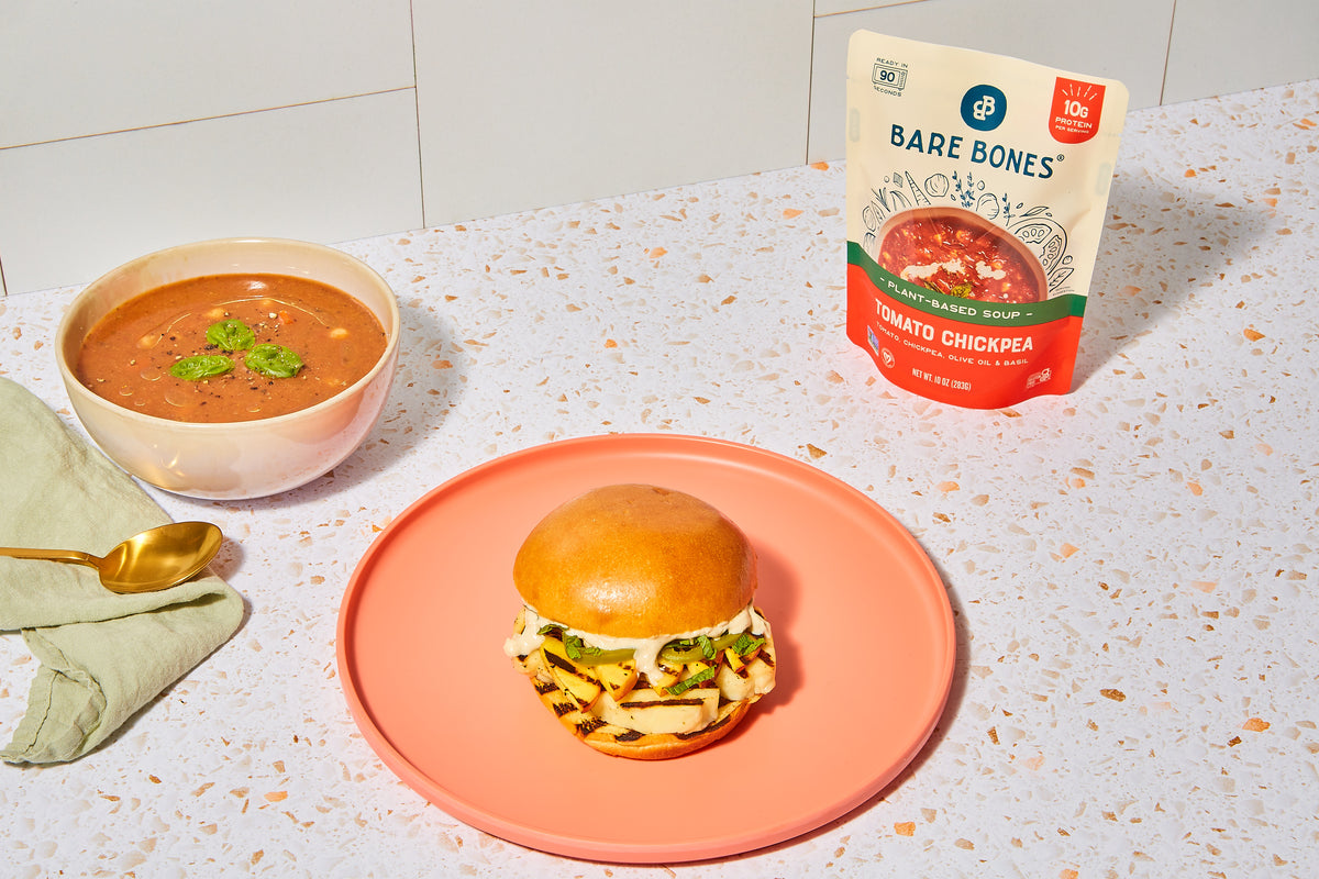 Grilled Halloumi and Peach Sandwich Bare Bones