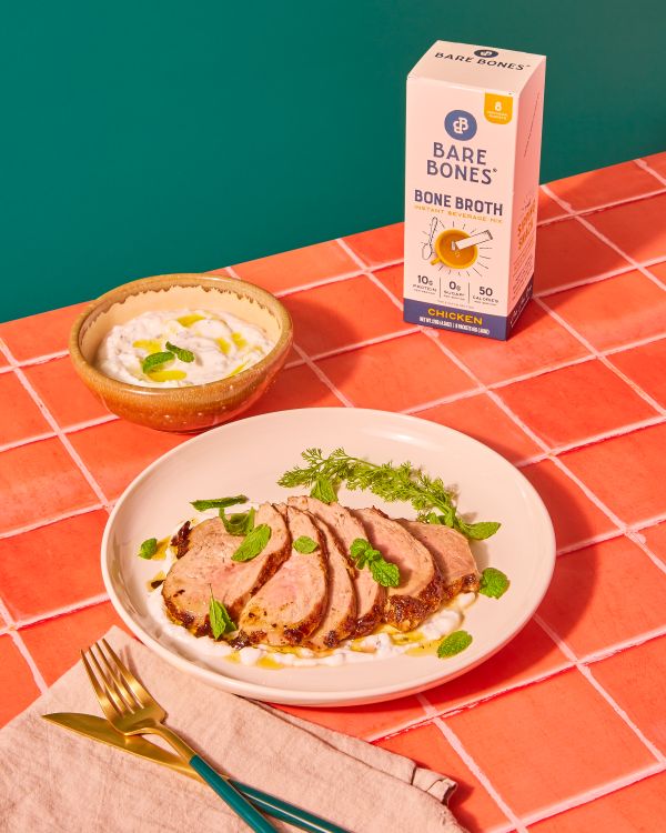 Mediterraneanspiced Pork Tenderloin with Mint Yogurt Sauce Bare Bones