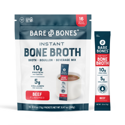 Bare Bones Instant Beef Bone Broth 16-count package — rich and savory broth mix