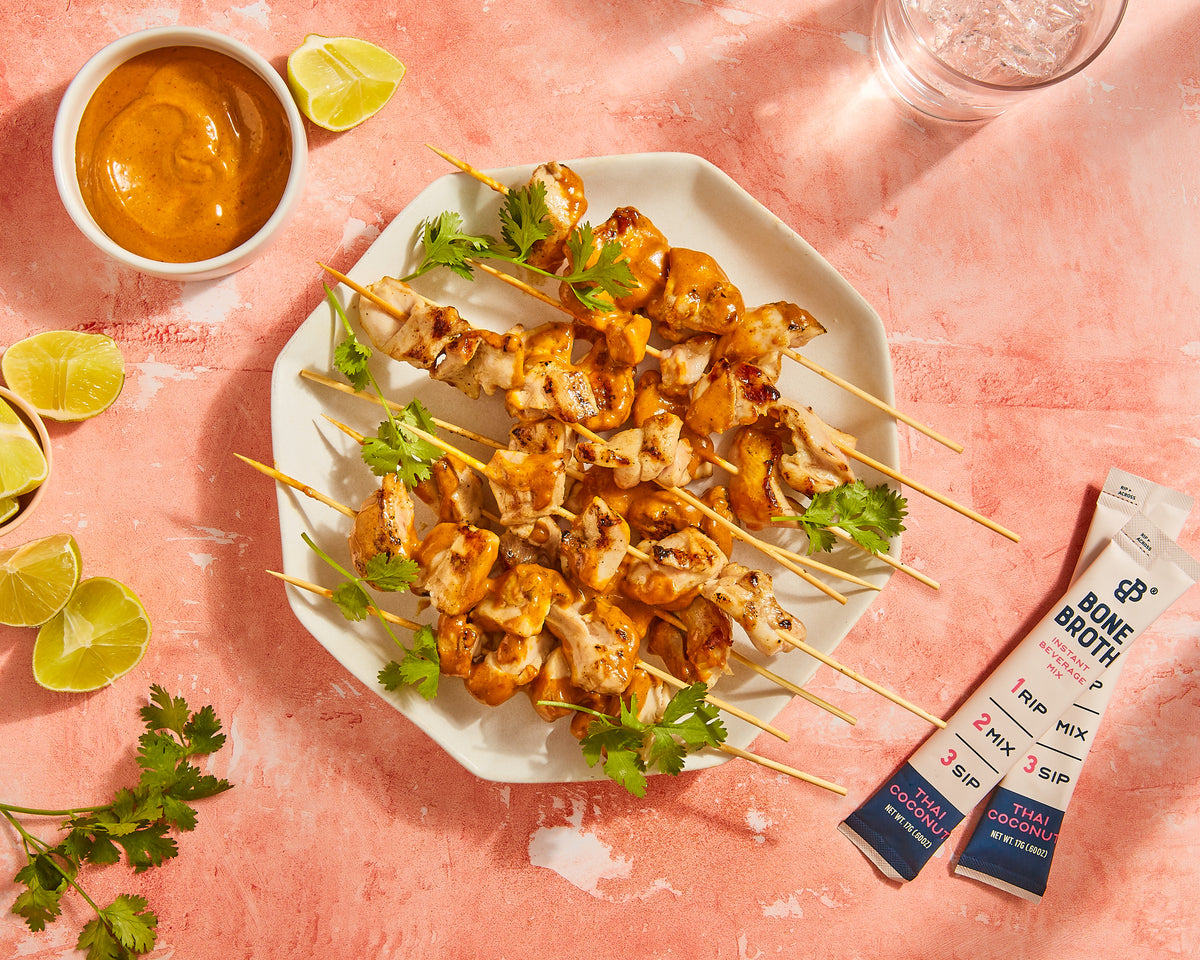 Chicken Satay with Bone Broth Peanut Sauce Bare Bones