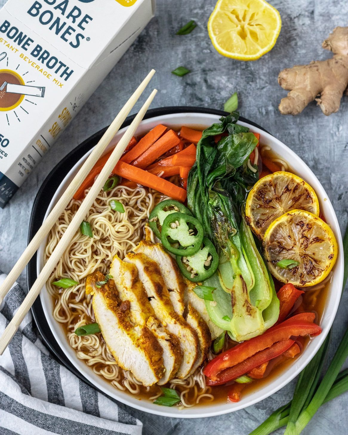Lemon Ginger Chicken Ramen Bare Bones