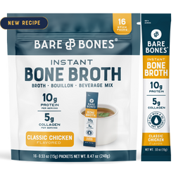 Bare Bones Instant Beef Bone Broth 16-count package — rich and savory broth mix